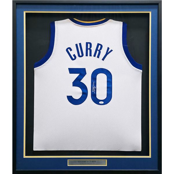 STEPHEN CURRY SIGNED AND FRAMED GOLDEN WARRIORS JERSEY - JSA COA
