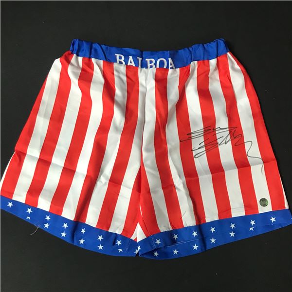 SYLVESTER STALLONE SIGNED ROCKY BOXING SHORTS - KB COA