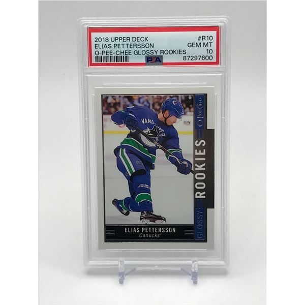 2018 UPPER DECK ELIAS PETTERSSON OPC GLOSSY ROOKIES TRADING CARD - PSA GRADE 10