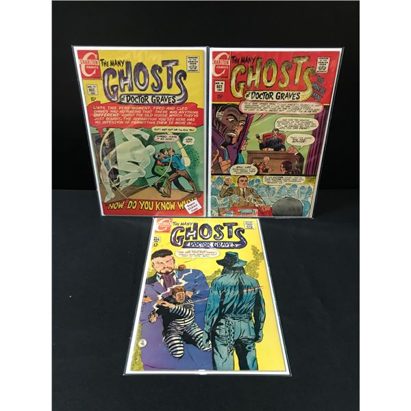 LOT OF 3 THE MANY GHOSTS OF DR GRAVES COMICS - CHARLTON COMICS
