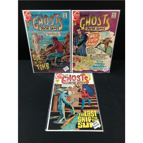 LOT OF 3 THE MANY GHOSTS OF DR GRAVES COMICS - CHARLTON COMICS