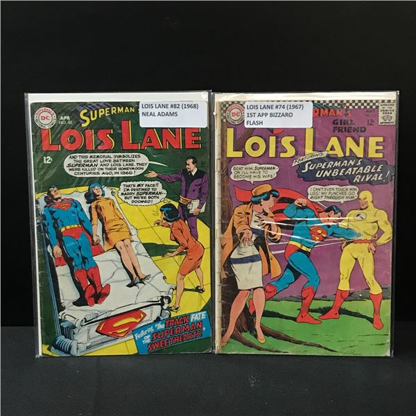 LOT OF 2 SUPERMAN'S GIRLFRIEND LOIS LANE COMICS #74 AND #82 (1967/68) 1ST BIZARRO FLASH - DC COMICS