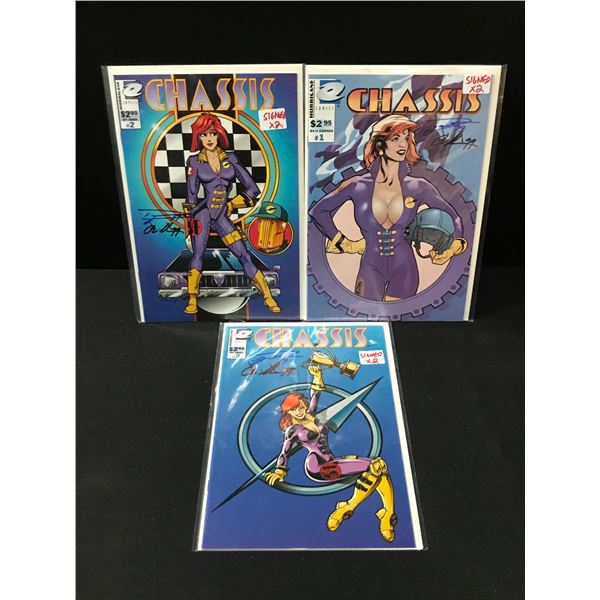 LOT OF 3 CHASSIS COMICS EACH SIGNED BY 2