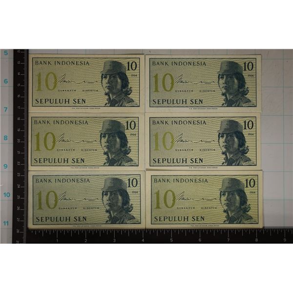 6-AU/CU INDONESIA 10 SEN BILLS