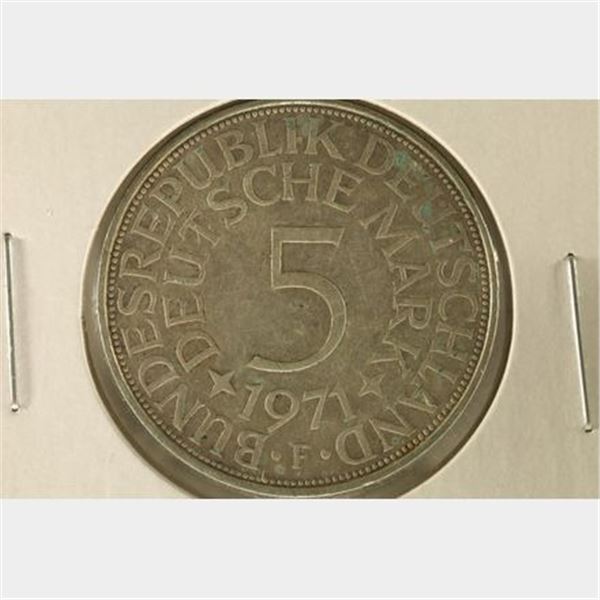 1971-F GERMAN SILVER 5 MARK .2250 OZ. ASW