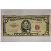 Image 1 : 1953-B US $5 RED SEAL NOTE CIRCULATED