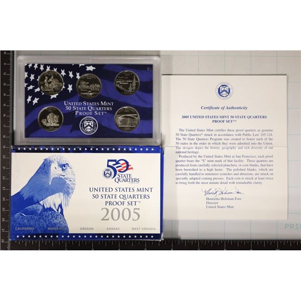 2005 US 50 STATE QUARTERS PROOF SET WITH BOX