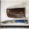 Image 2 : 7" FOLDING DAMASCUS STEEL KNIFE WITH BROWN