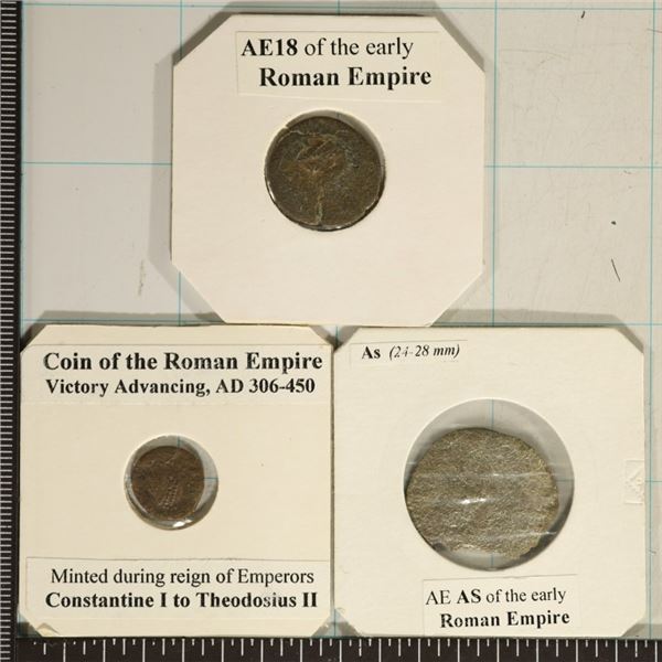 3 ROMAN ANCIENT COINS: 306-450 A.D. CONSTANTINE I