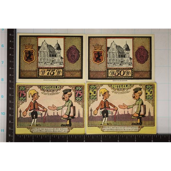 4-1921 GERMAN NOTGELDS: 3-50 PFENNIGS AND 1-75