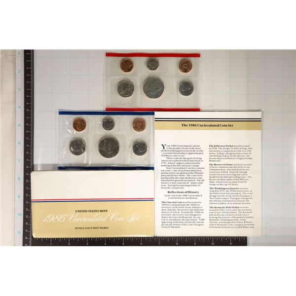 1986 US MINT SET (UNC) P/D (WITH ENVELOPE) AND