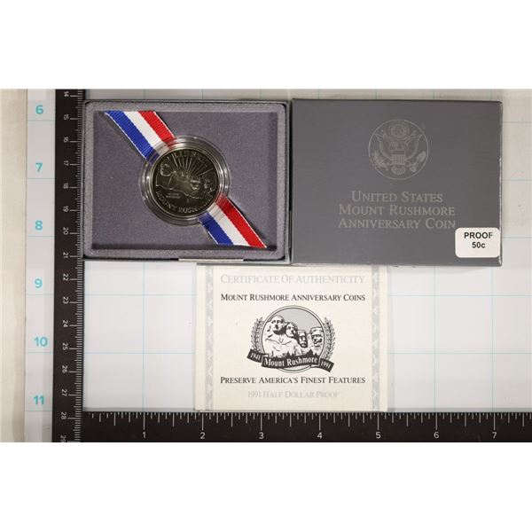 1991-S MT. RUSHMORE PF US HALF DOLLAR IN BOX