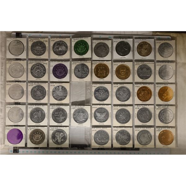 38 ALUMINUM MARDI GRAS TOKENS: BIRDS OF PARADISE,