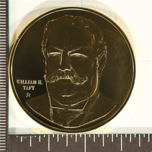 24KT GOLD OVER .925 SILVER WILLIAM TAFT ROUND, PF