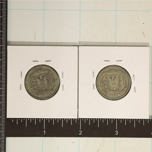 1939 DOMINICAN REPUBLIC SILVER 25 CENTAVOS AND