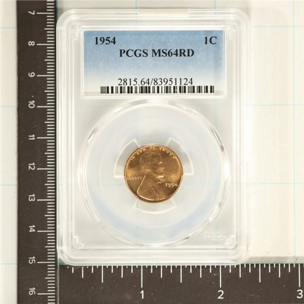 1954 LINCOLN WHEAT CENT PCGS MS64RD
