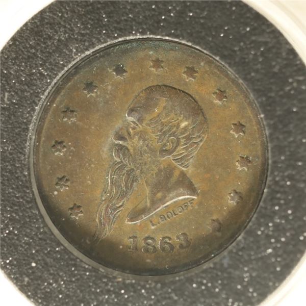 1863 HARD TIMES TOKEN: GUSTAVUS LINDENMUELLER