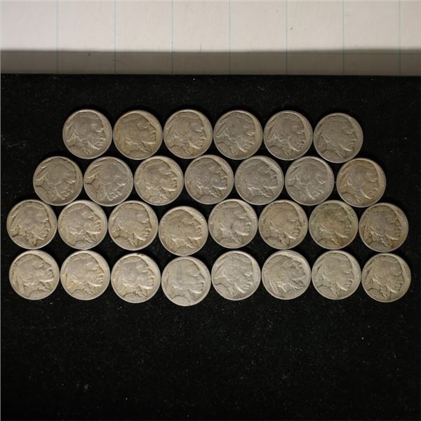 29 ASSORTED BUFFALO NICKELS: 1915-1937, SOME