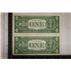 Image 2 : 2-CU 1957 $1 SILVER CERTS WITH CONSECUTIVE SERIALS