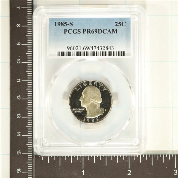 1985-S WASHINGTON QUARTER PCGS PR69 DCAM