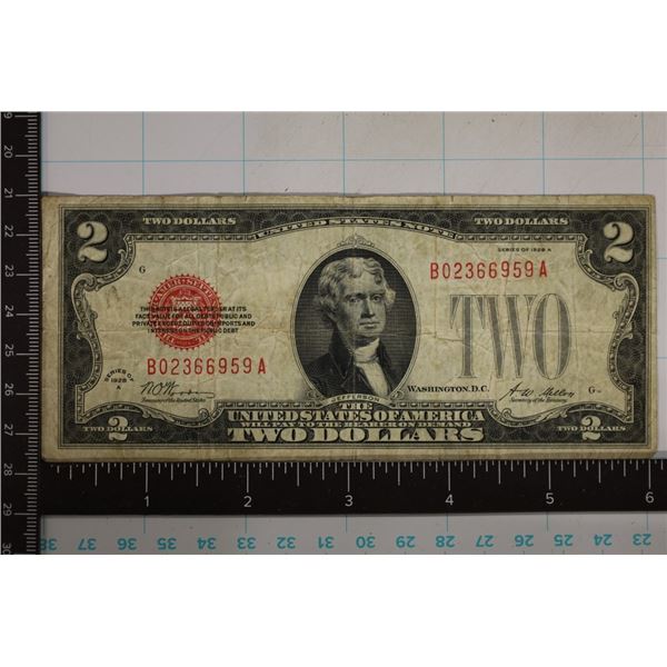 1928-A US $2 RED SEAL NOTE
