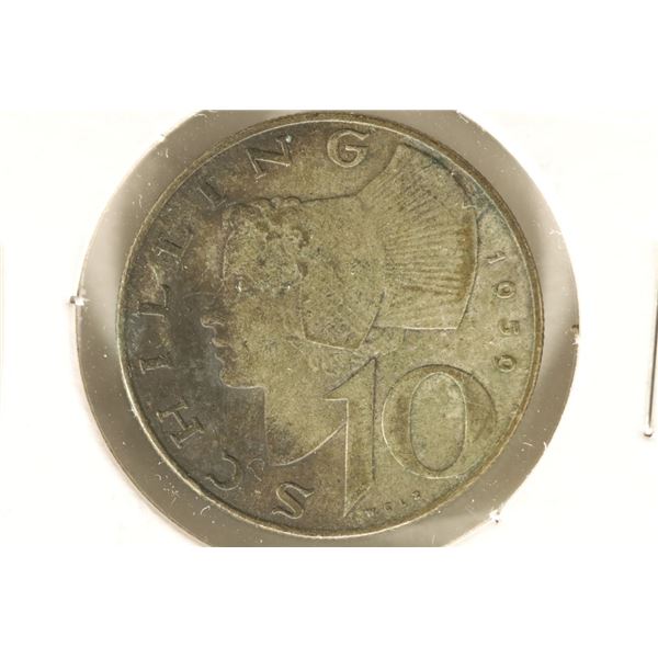 1959 SILVER AUSTRIA 10 SHILLINGS .154 OZ. ASW