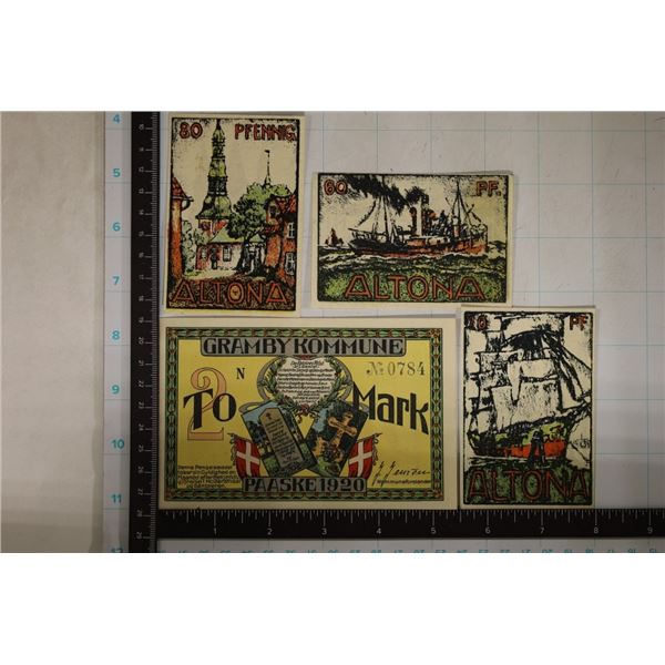 4 GERMAN NOTGELDS: 1920-2 MARK & 3-1921