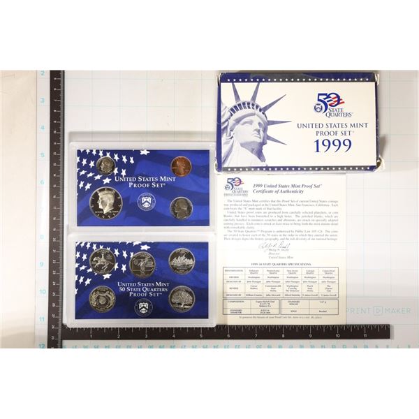 1999 US PROOF SET (WITH BOX) AND CERTIFICATE