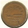 Image 2 : 1871 HARD TIMES TOKEN OAKLAND, BROOKLYN &