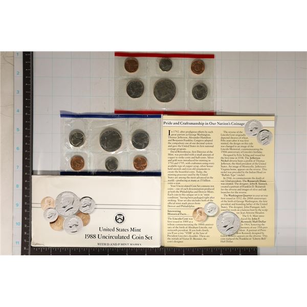 1988 US MINT SET (UNC) P/D (WITH ENVELOPE) AND