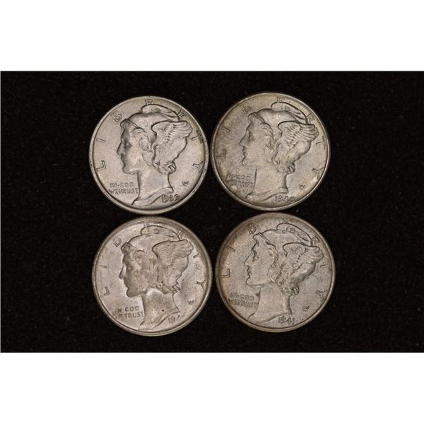 1939, 1940, 1940-S & 1941-D SILVER MERCURY DIMES