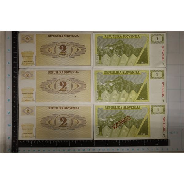 6- REPUBLIC OF SLVENIJA: 3-1 TOLARS & 3-2 TOLARS