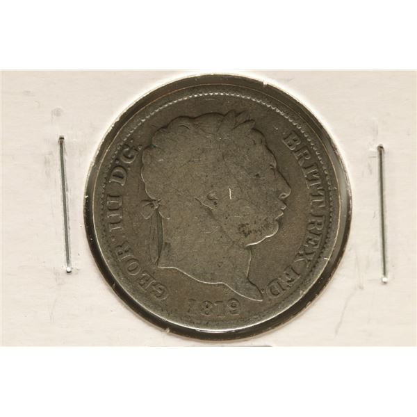 1819 SILVER GREAT BRITIAN  ONE SHILLING .1682 OZ.