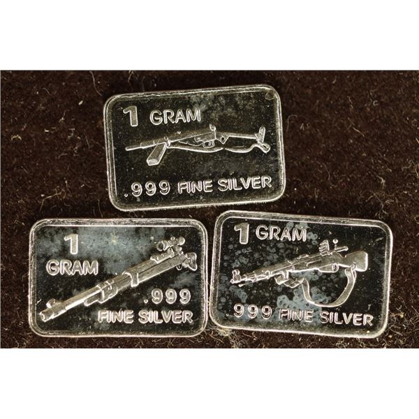 3-1 GRAM .999 SILVER BARS: ALL MACHINE GUNS