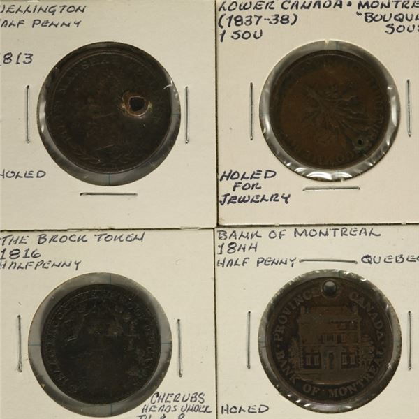 4 CANADA BANK TOKENS: 1837 UN SOU LOWER CANADA