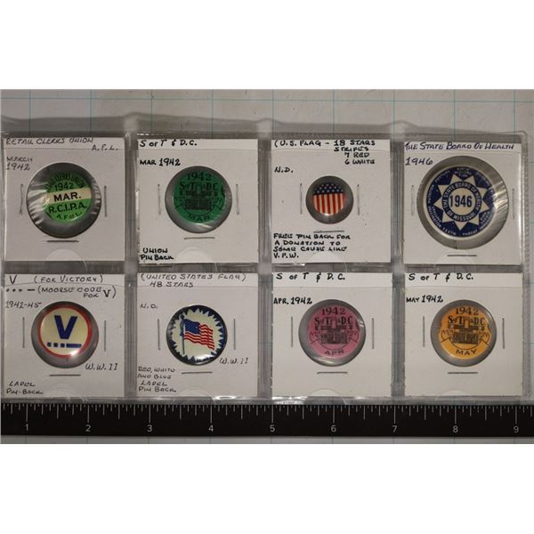 8-CIRCA 1940'S UNION BUTTONS: CLERKS UNION,