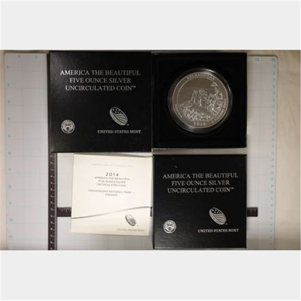 2014-P 99.9% FIVE OZ. SILVER SHENANDOAH PARK, VA