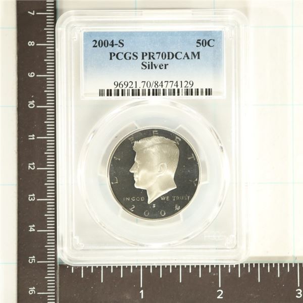 2004-S SILVER KENNEDY HALF DOLLAR PCGS PR70 DCAM