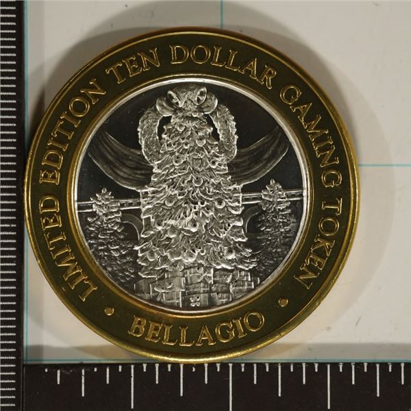 CASINO $10 SILVER TOKEN (UNC) BELLAGIO LAS VEGAS