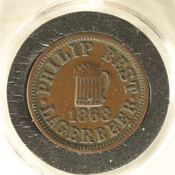 CIVIL WAR TOKEN 1863  PHILIP BEST LAGERBEER EMPIRE