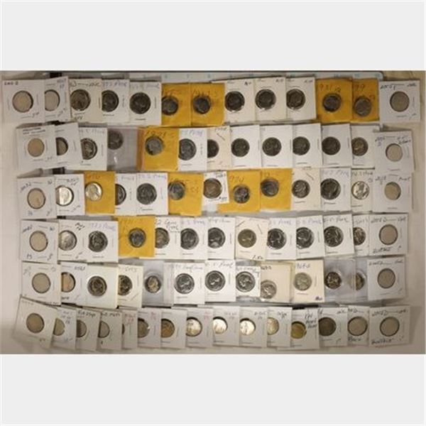 80-ASSORTED SMS AND PF JEFFERSON NICKELS: 1966-