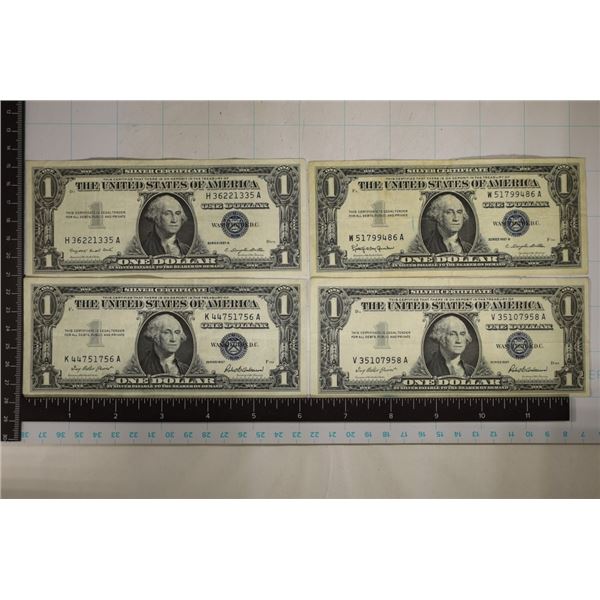 4-1957 $1 SILVER CERTIFICATES: BLUE SEALS XF AND