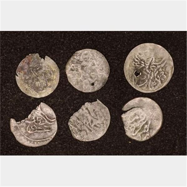 6 SILVER DIME SIZED OTTOMAN EMPIRE PARA COINS: