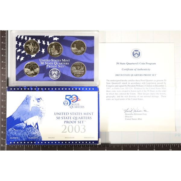 2003 US 50 STATE QUARTERS PROOF SET WITH BOX &