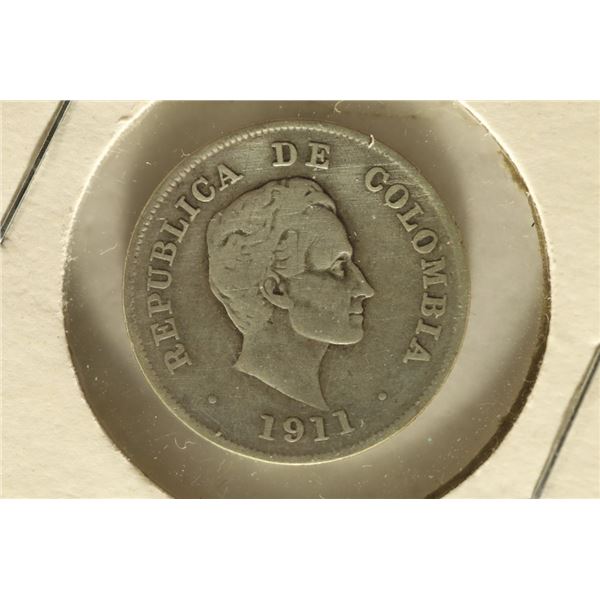1911 COLUMBIA SILVER 20 CENTAVOS .1447 OZ. ASW