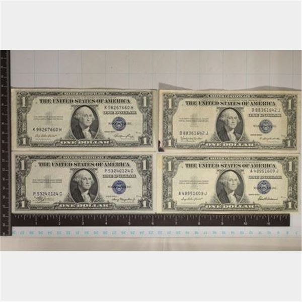4-1935 US $1 SILVER CERTIFICATES: A, E, F & H.