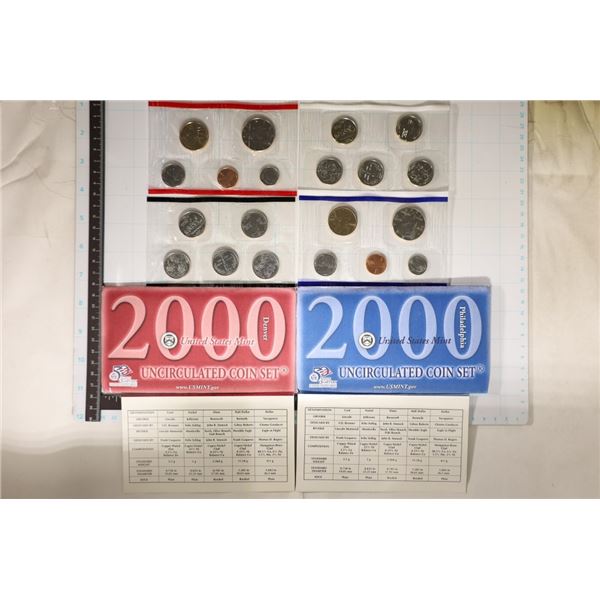 2000 US MINT SET (UNC) P/D (WITH ENVELOPES) AND