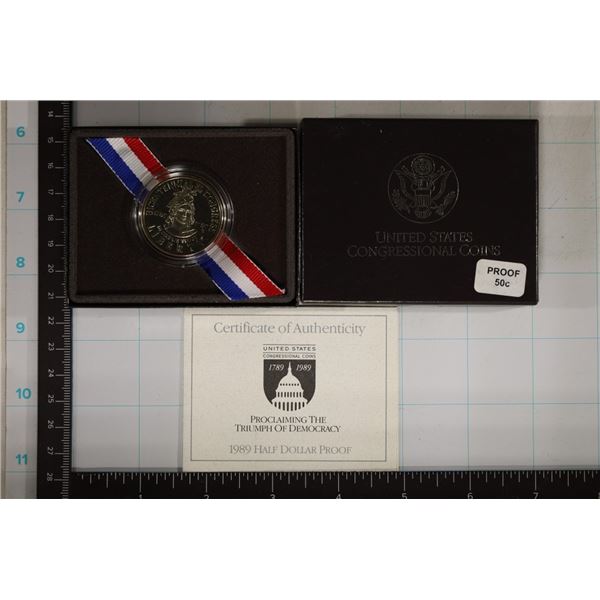 1989-S PF US CONGRESS HALF DOLLAR WITH CERTIFICATE