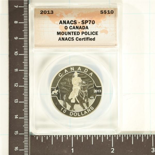2013 O CANADA MOUNTED POLICE SILVER $10 ANACS