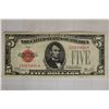 Image 1 : 1928-A US $5 RED SEAL BILL C93374604A
